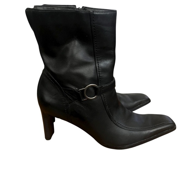 Vintage Naturalizer Black Leather square Toe w/Buckle Witchy Ankle Boots SZ 7 - Picture 1 of 9